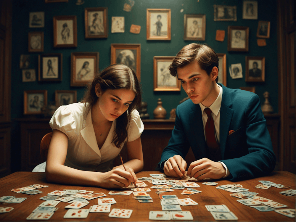 Man And Woman Playing Cards