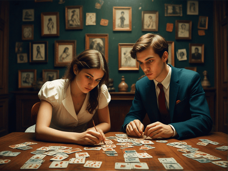 Man And Woman Playing Cards