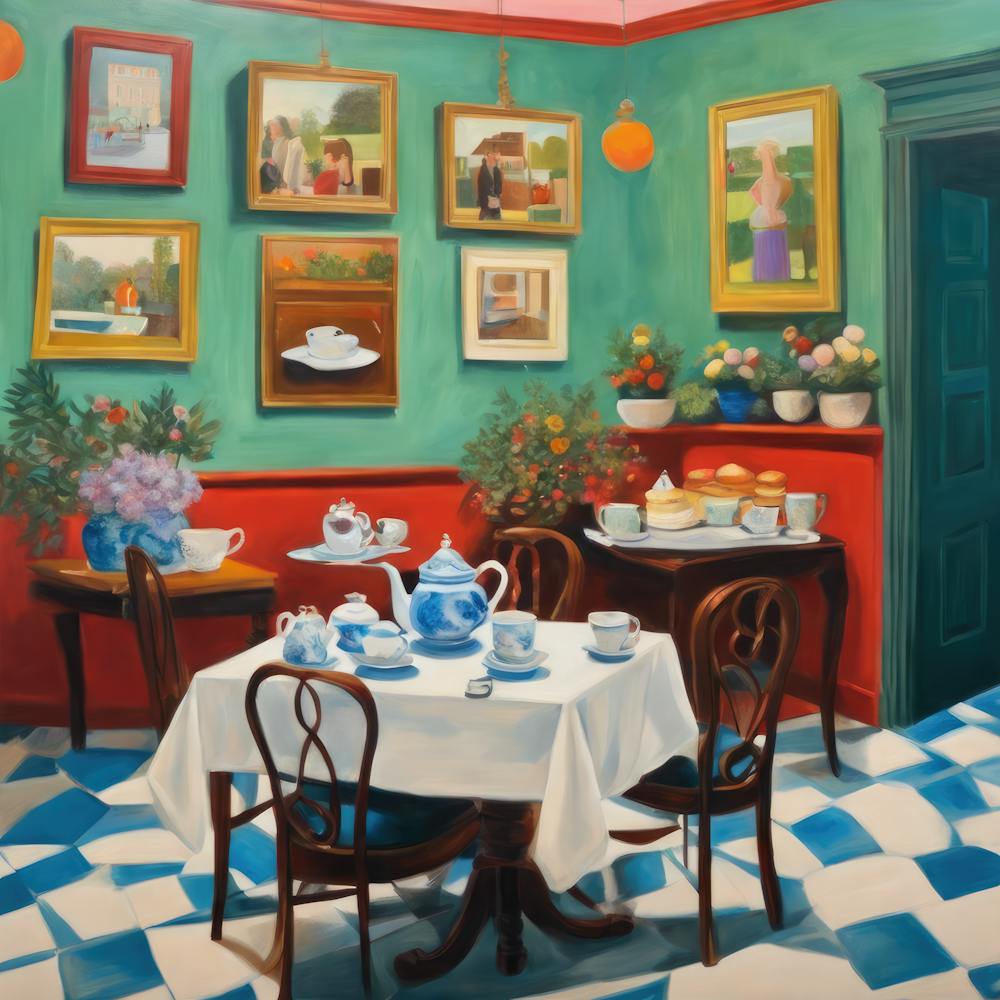 David Hockney Style. British Tea Room Series 5