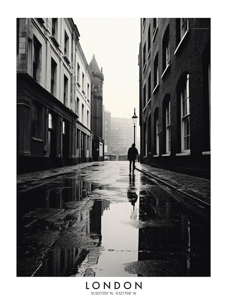 Poster Of London, Black And White Analogue Photograph 1