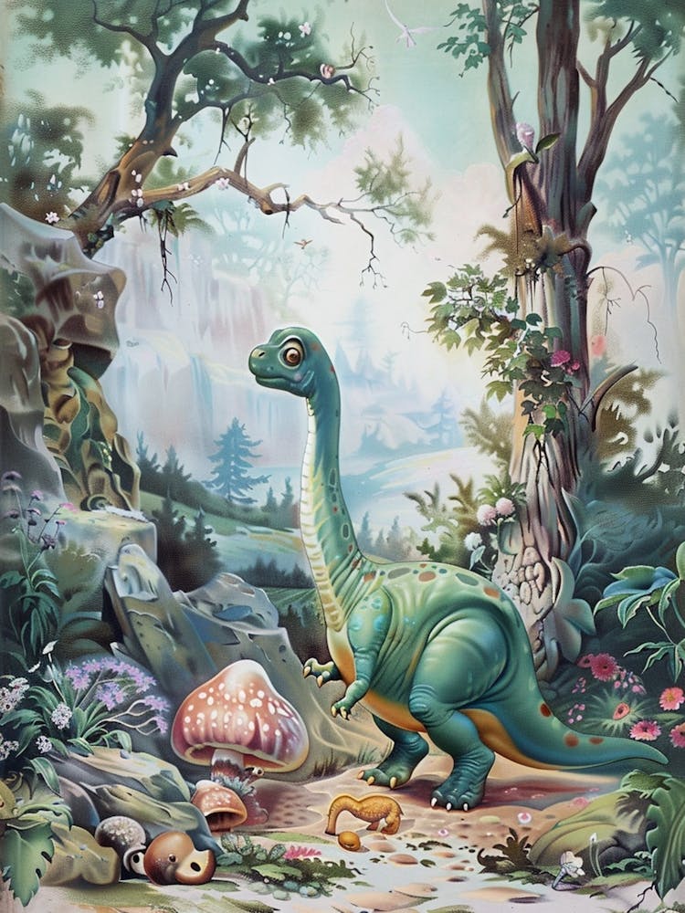 Vintage Dinosaur Storybook Style 1
