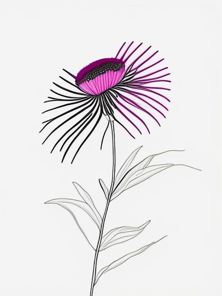 Echinacea Floral Minimal Line Drawing 1 Flower