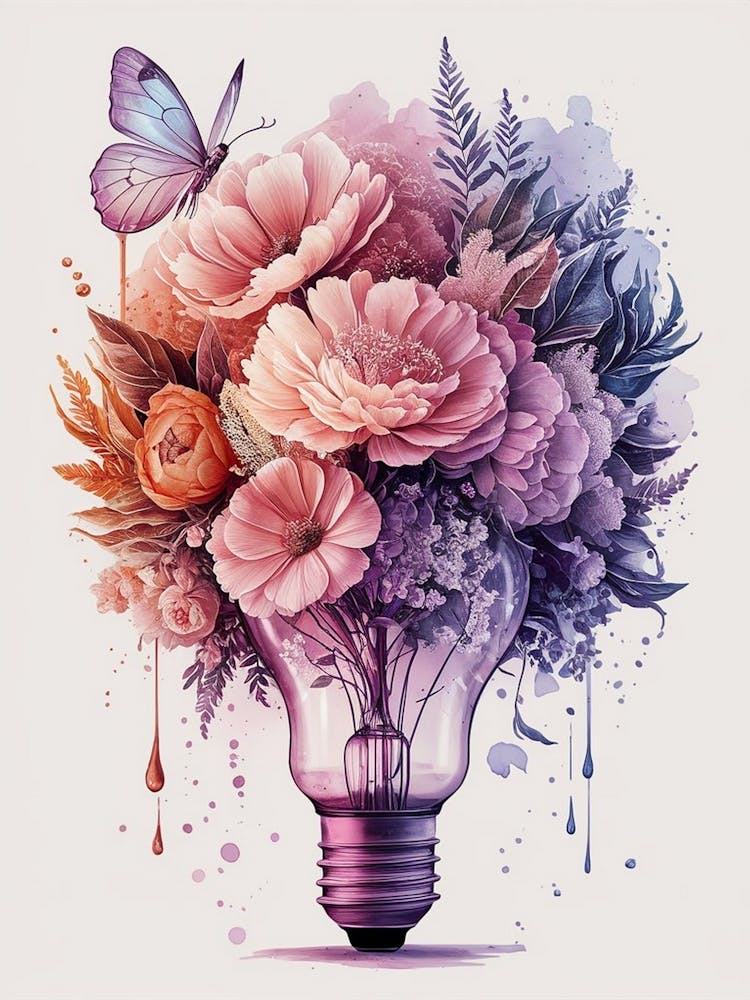 Light Bulb With Flowers 1
