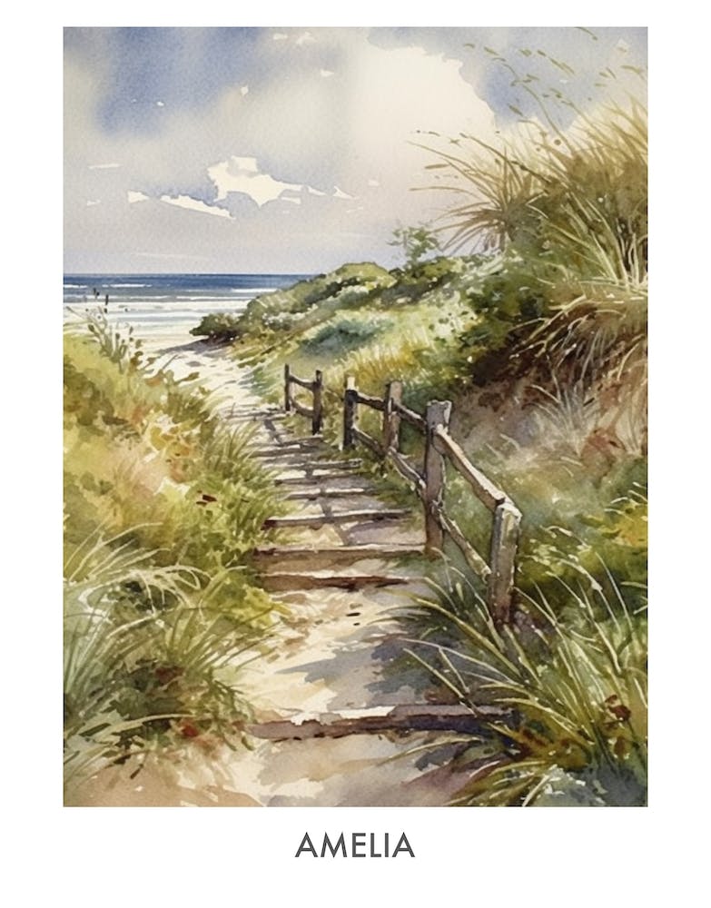 Amelia Watercolor 2 Travel Poster