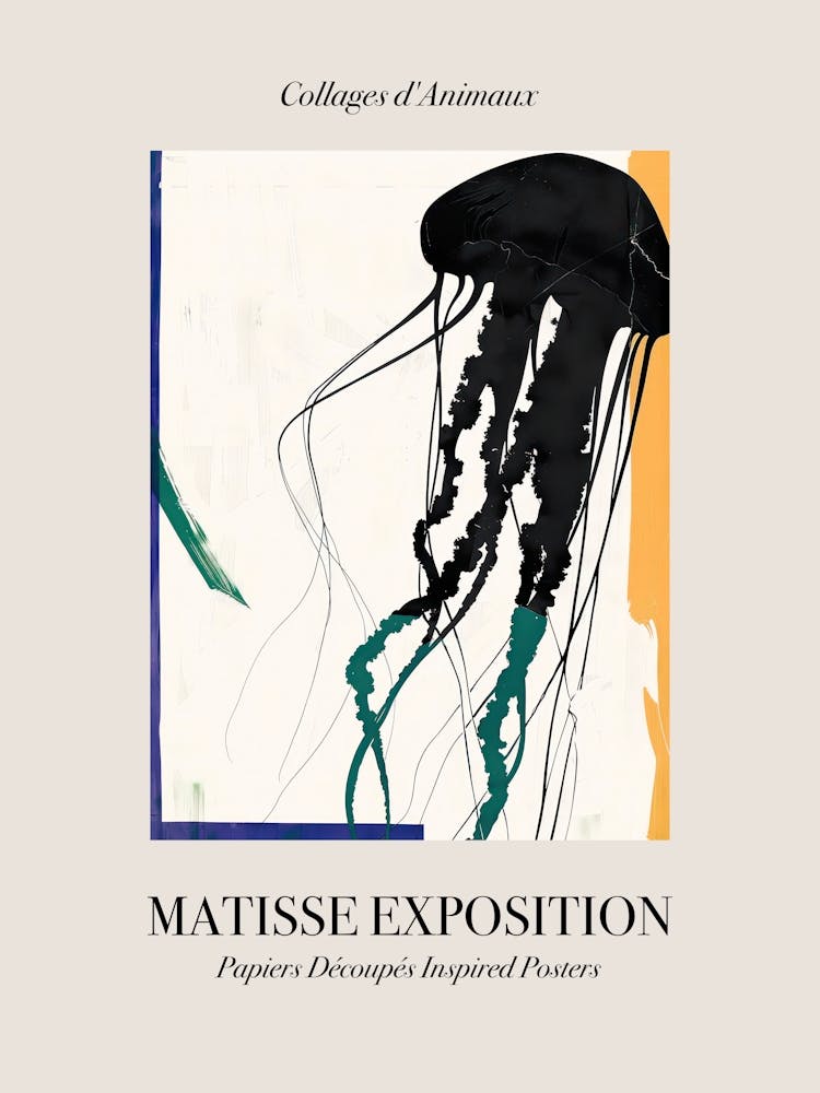 Jellyfish 4 Matisse Inspired Exposition Animals Poster