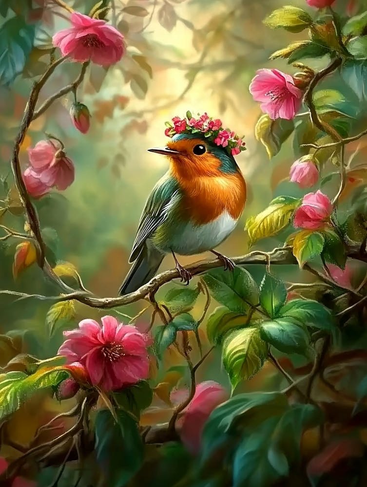 Bird In A Flower Art