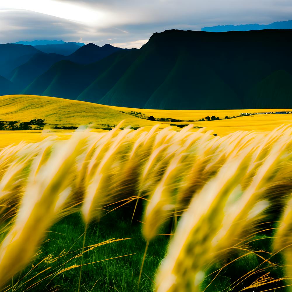 Small Mountains With Tall Yellow Grass That Shake Rhythmically With The Wind (1)