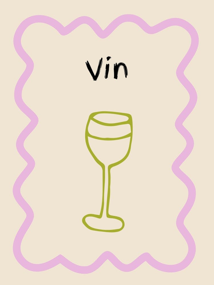 Wine Doodle Poster French Lilac & Green
