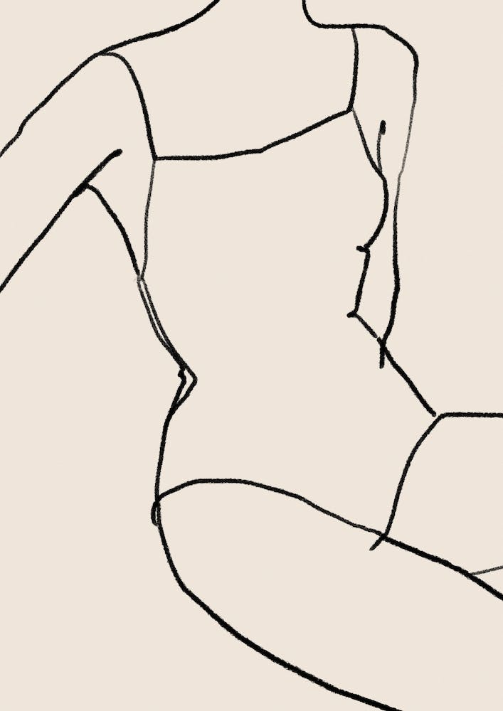 Female Figure On Beige 2 Line
