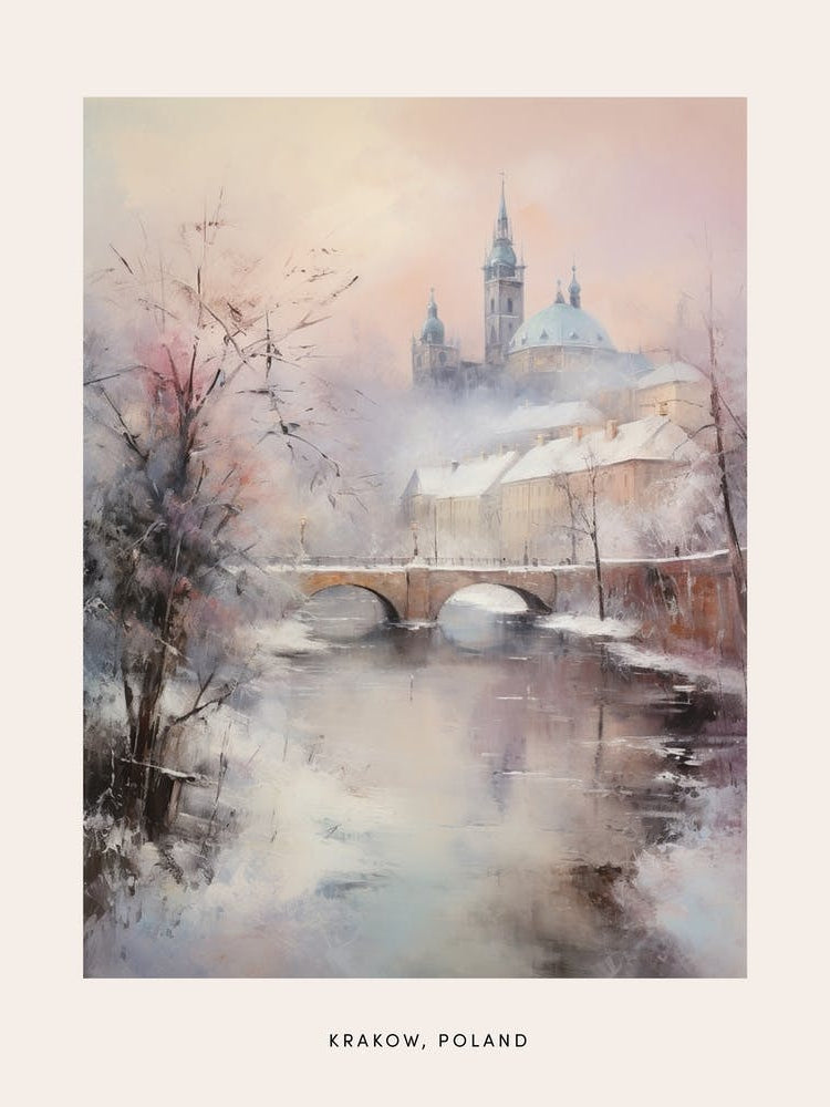 Dreamy Winter Painting Poster Krakow Poland 1