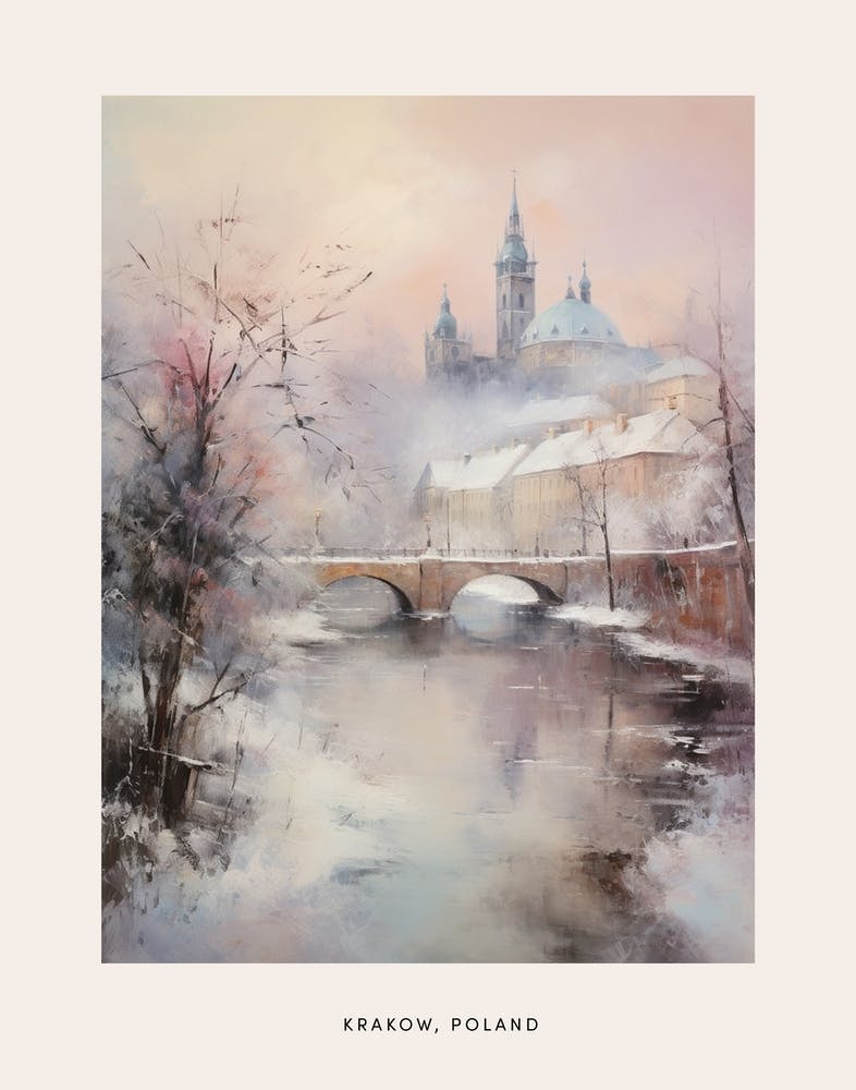 Dreamy Winter Painting Poster Krakow Poland 1