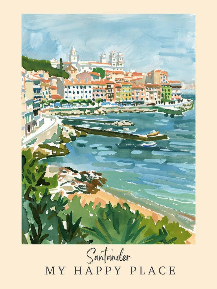 My Happy Place Santander 6 Travel Poster