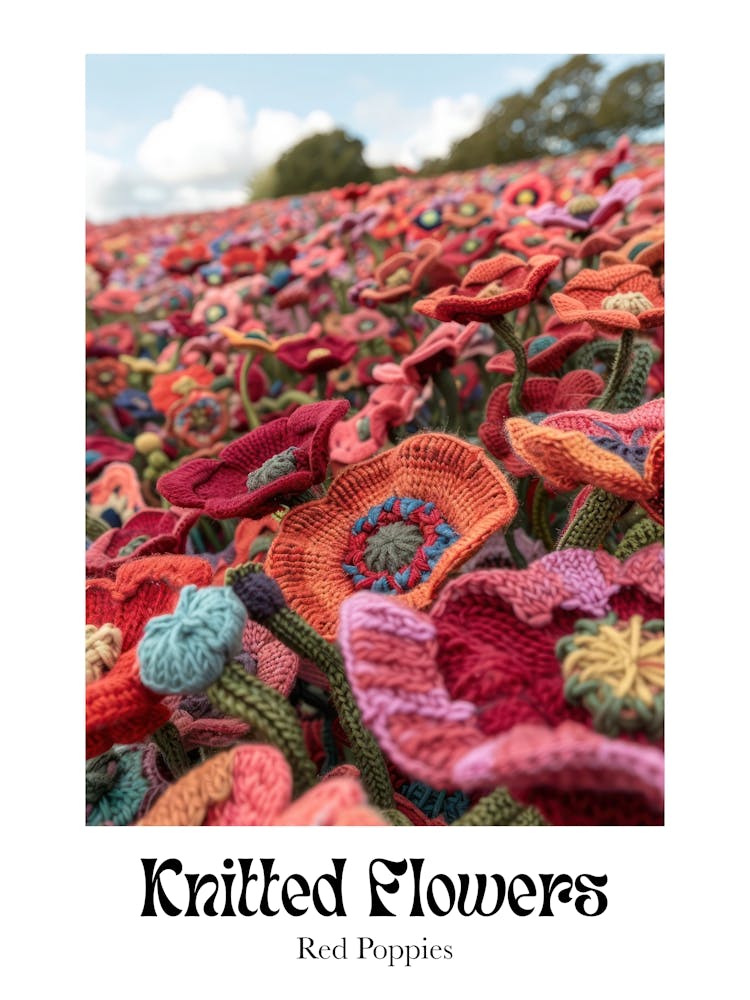 Knitted Flowers Red Poppies