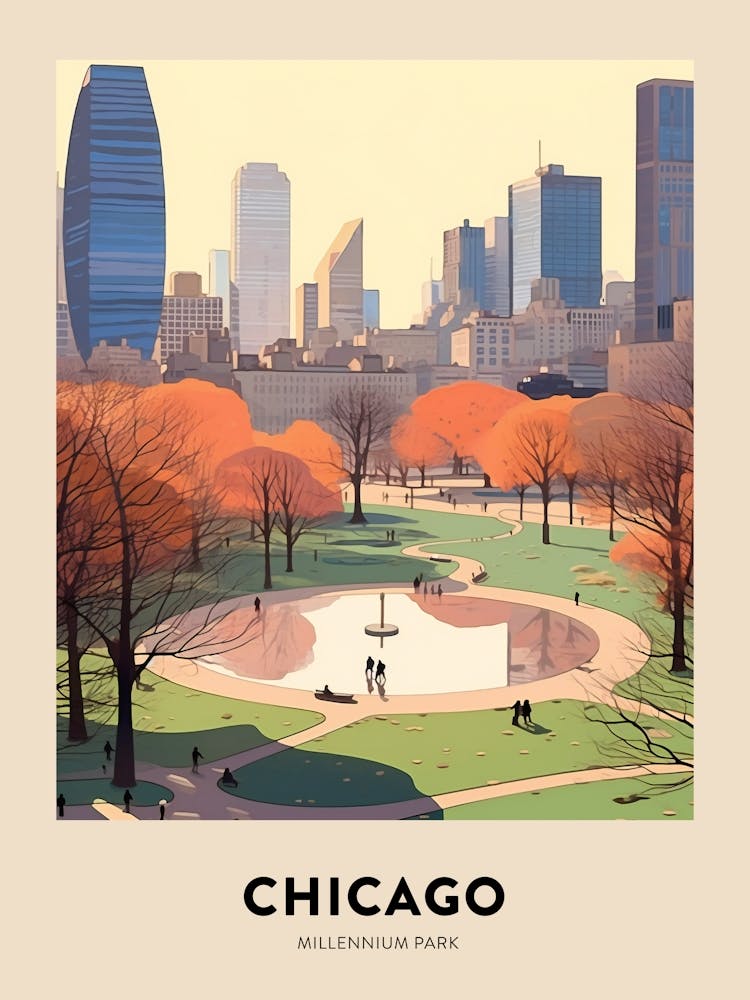 Millennium Park Chicago Travel Poster