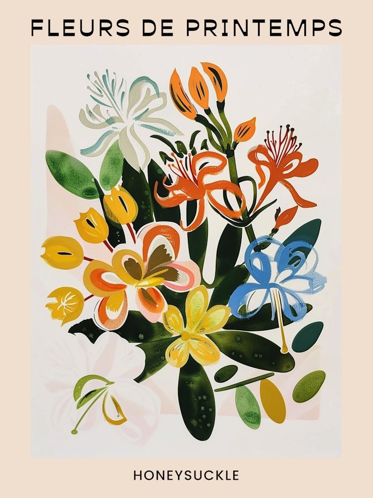 Französisches Frühlingsblumen-Poster Honeysuckle 2
