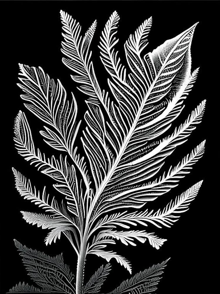 Spruce Needle Leaf Linocut 2