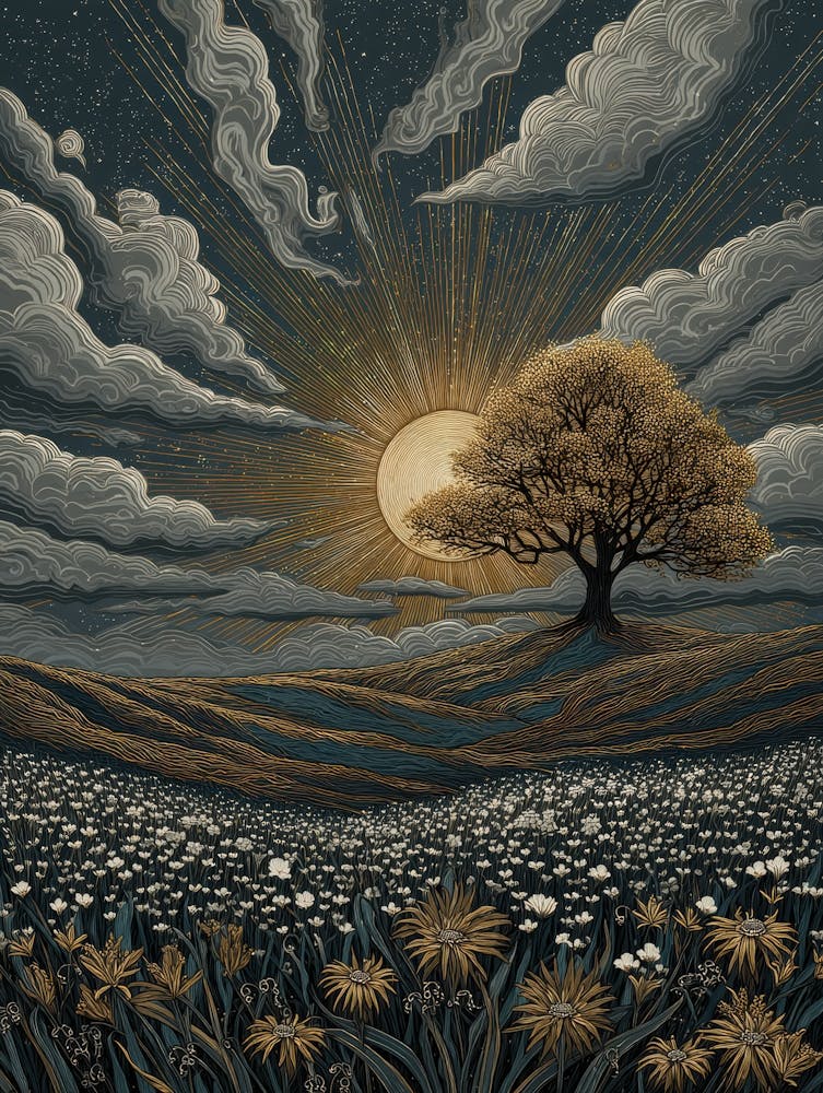 'Sunset In The Field' 1