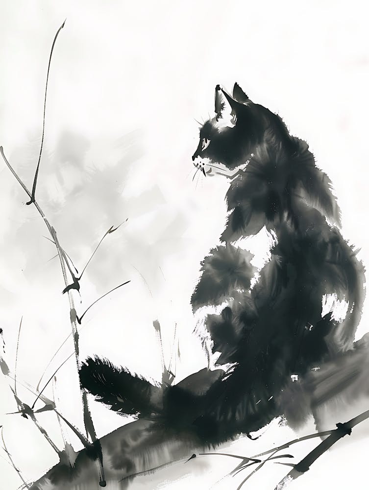 Cat Sitting On A Branch