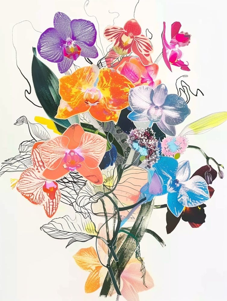 Orchid 3 Collage Flower Bouquet
