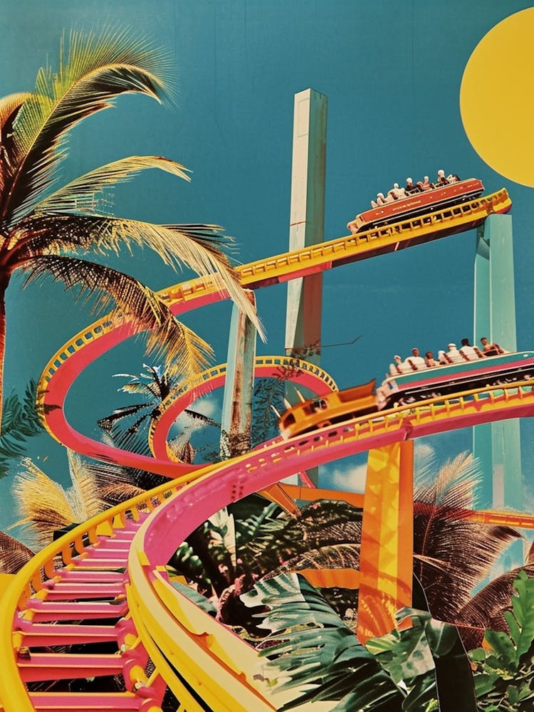Retro Kitsch Rollercoaster Collage 2