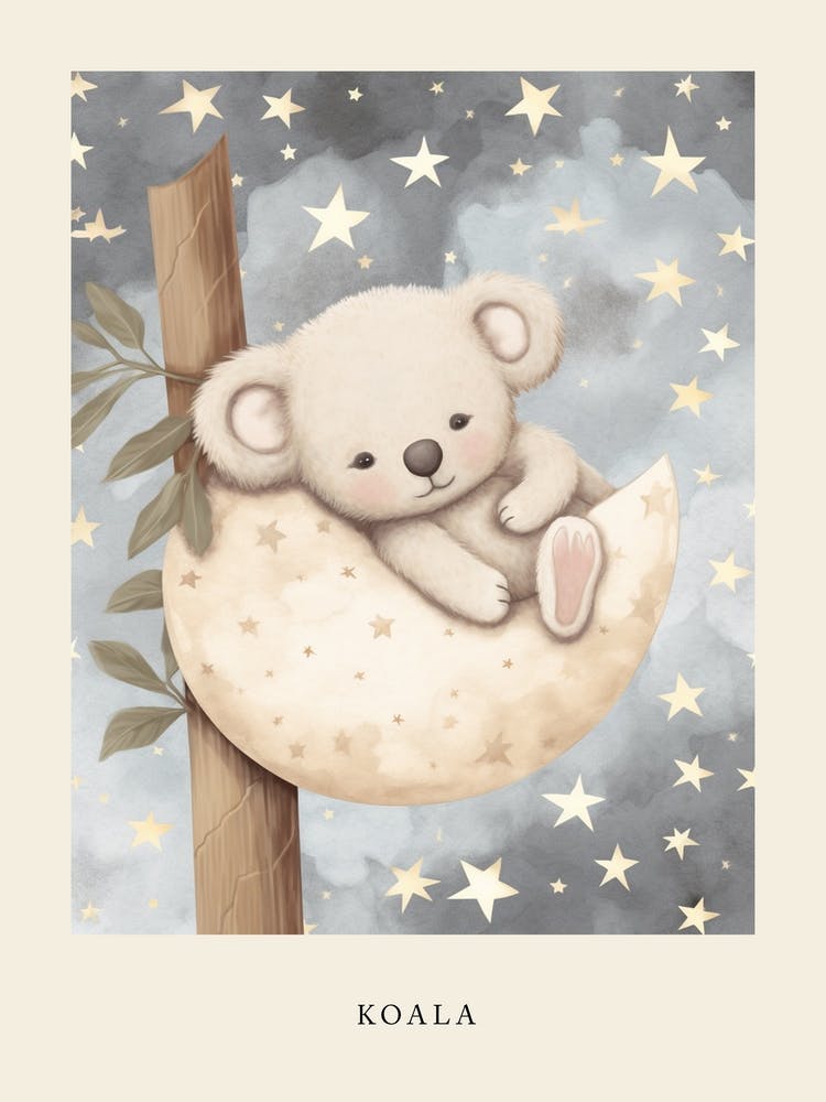 Sleeping Baby Koala 2 Nursery Poster
