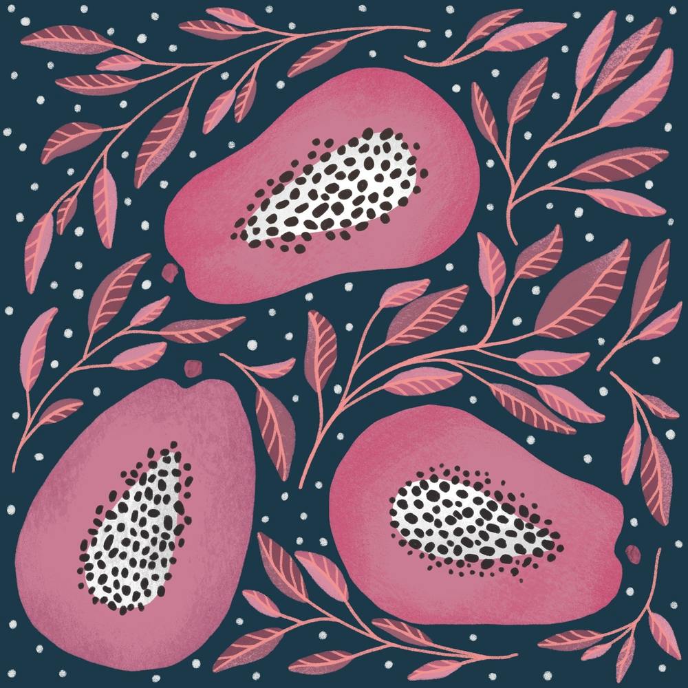 Purple pink melon art