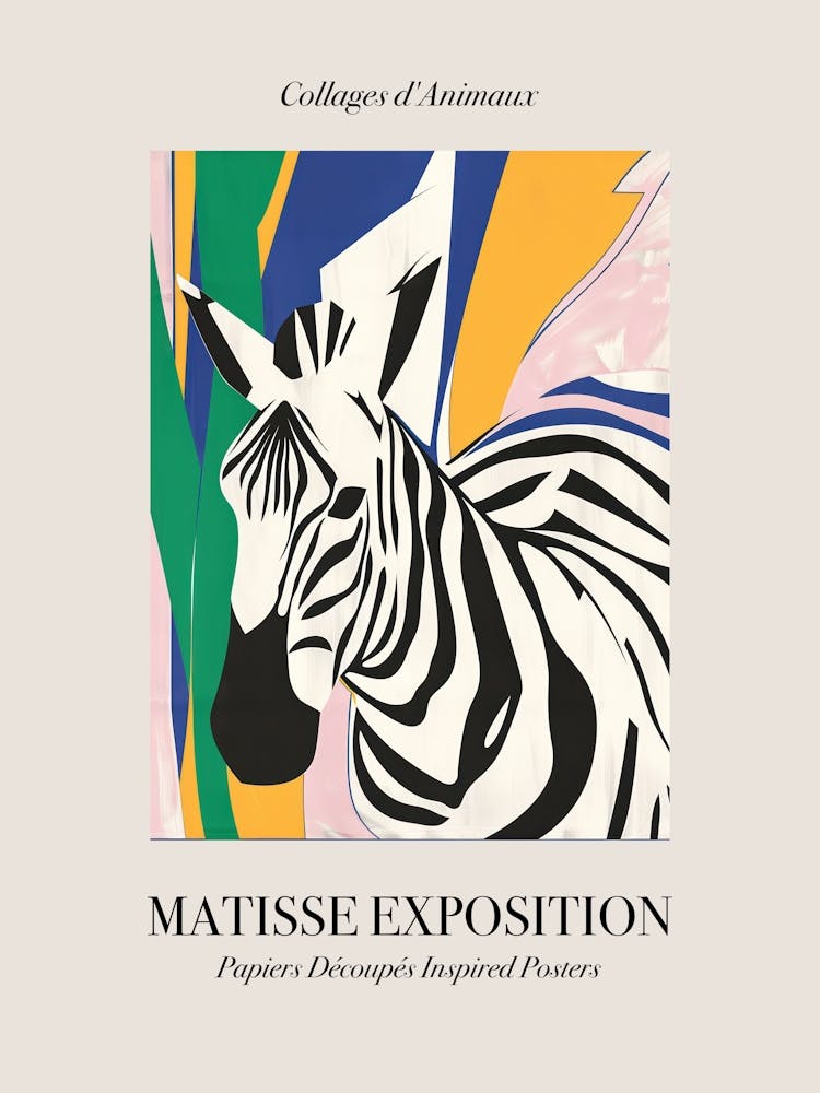 Zebra 4 Matisse Inspired Exposition Animals Poster