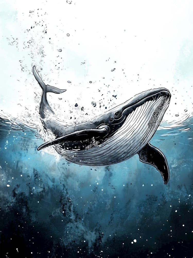 Whale In The Water Canvas Print