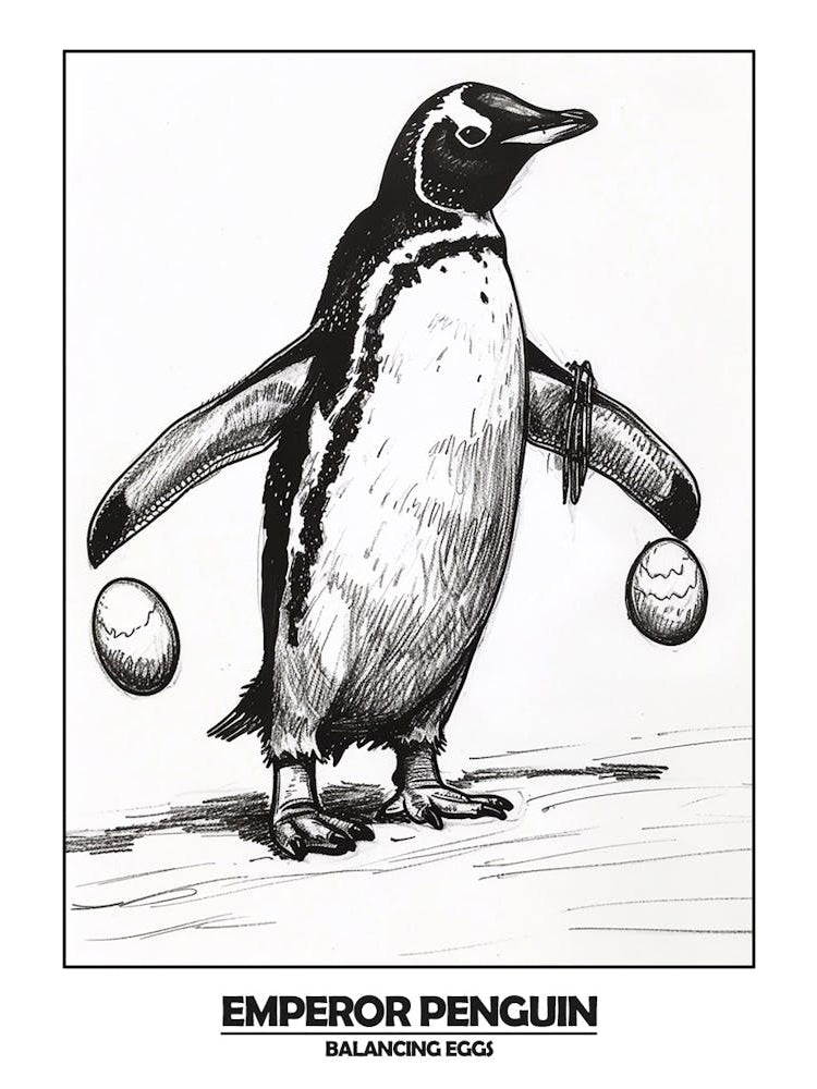 Penguin Balancing Eggs Poster 3