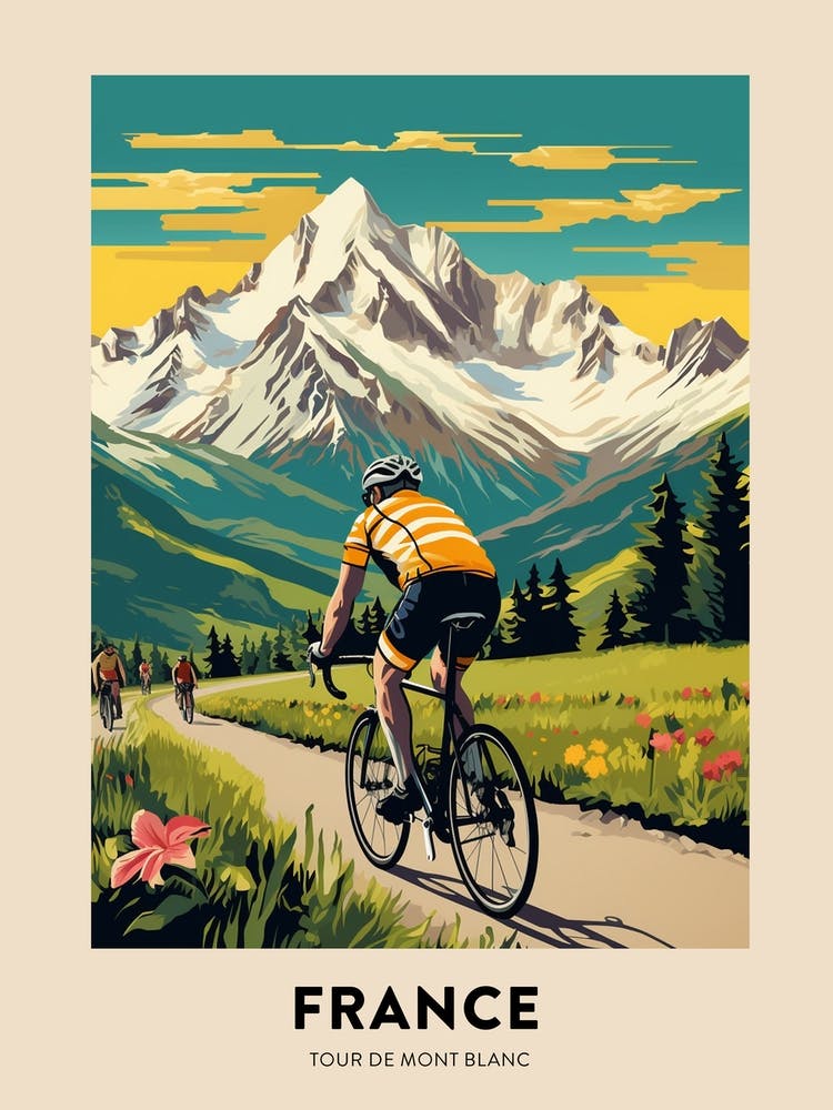 Tour De Mont Blanc France 11 Vintage Cycling Travel Poster
