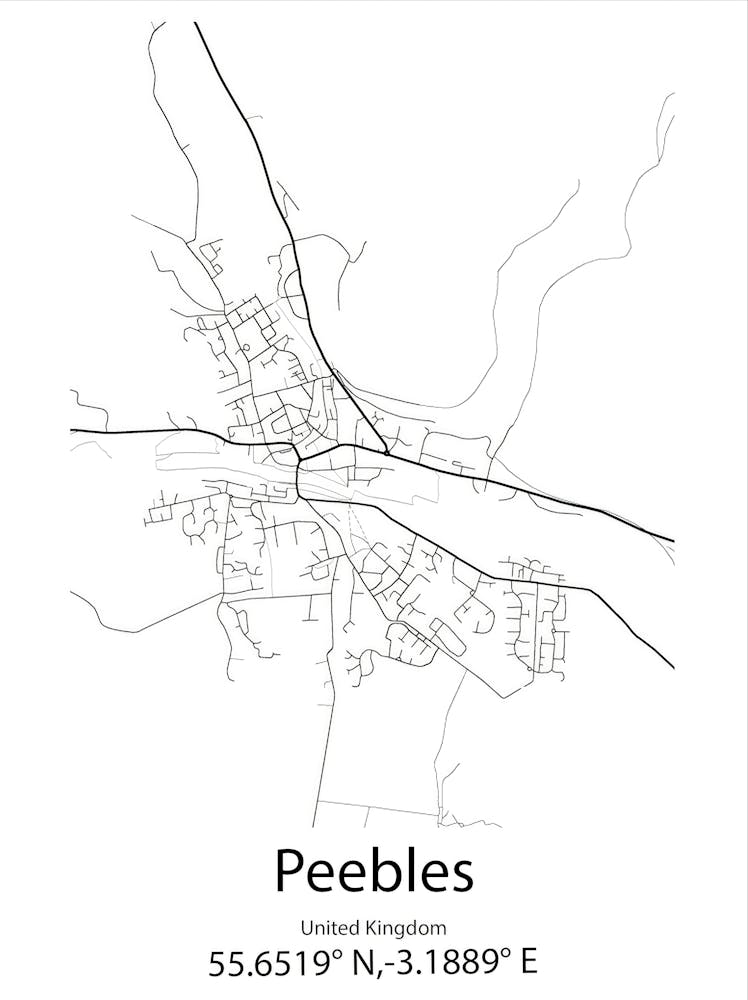 Peebles,United Kingdom Minimalist Map