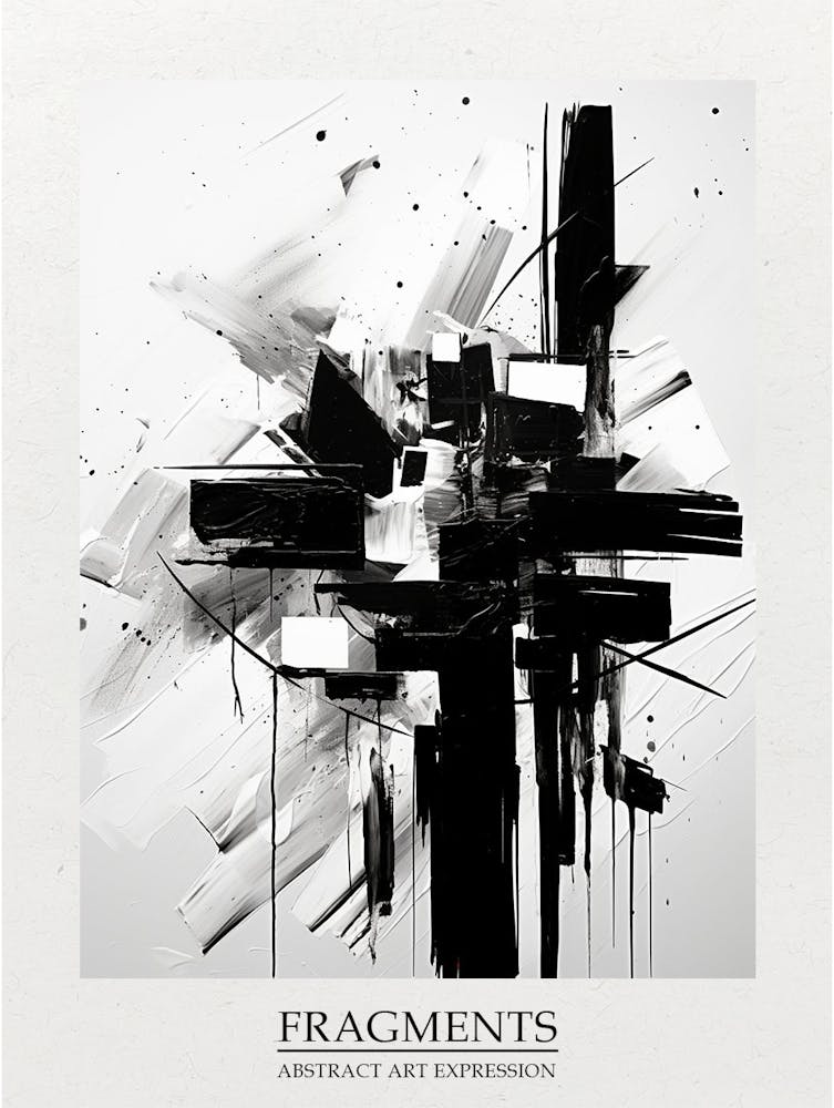 Fragments Abstract Black And White 1 Poster