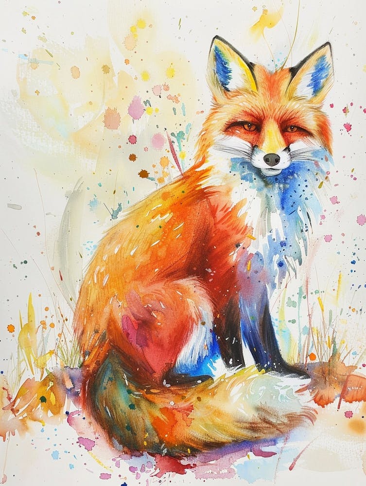 Fox Colourful Watercolour 3
