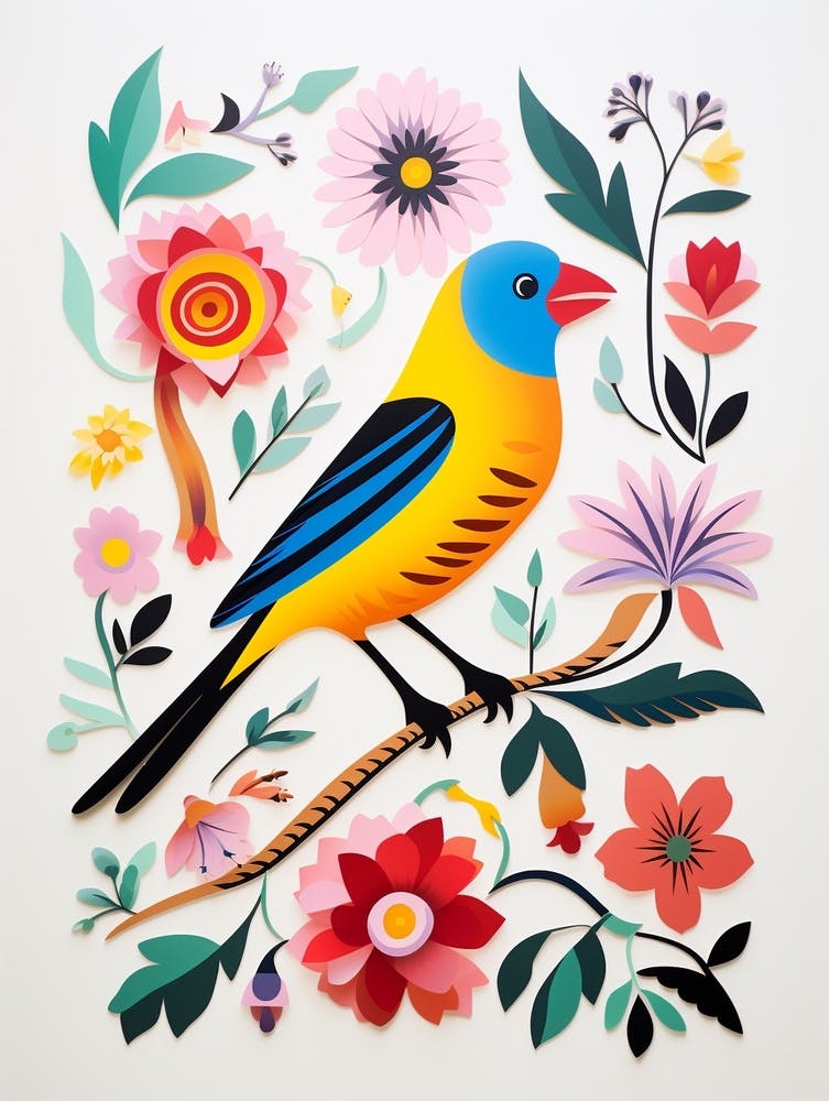 Scandinavian Bird Illustration American Goldfinch 4