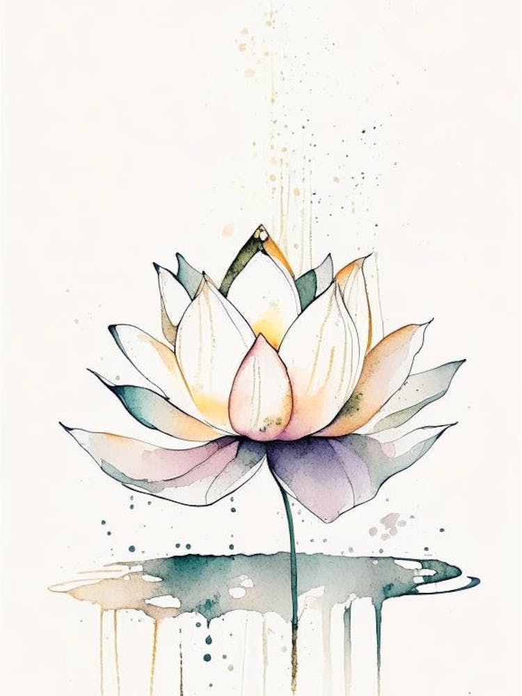 Heiliger Lotus Minimal Aquarell 3