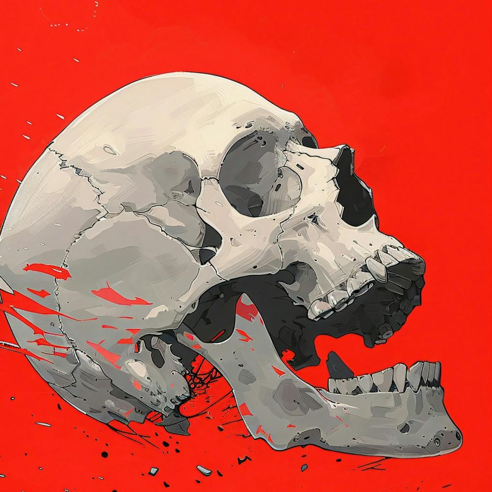 Skull On Red Background