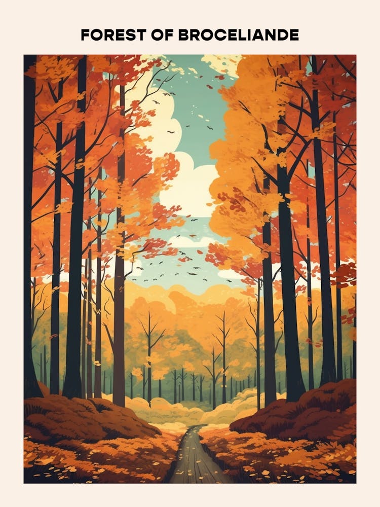 Forest Of Broceliande Midcentury Travel Poster