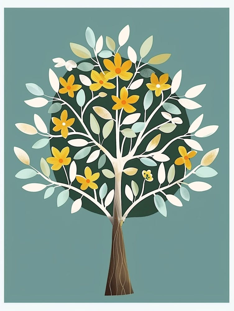 Pecan Tree Flat Illustration 5