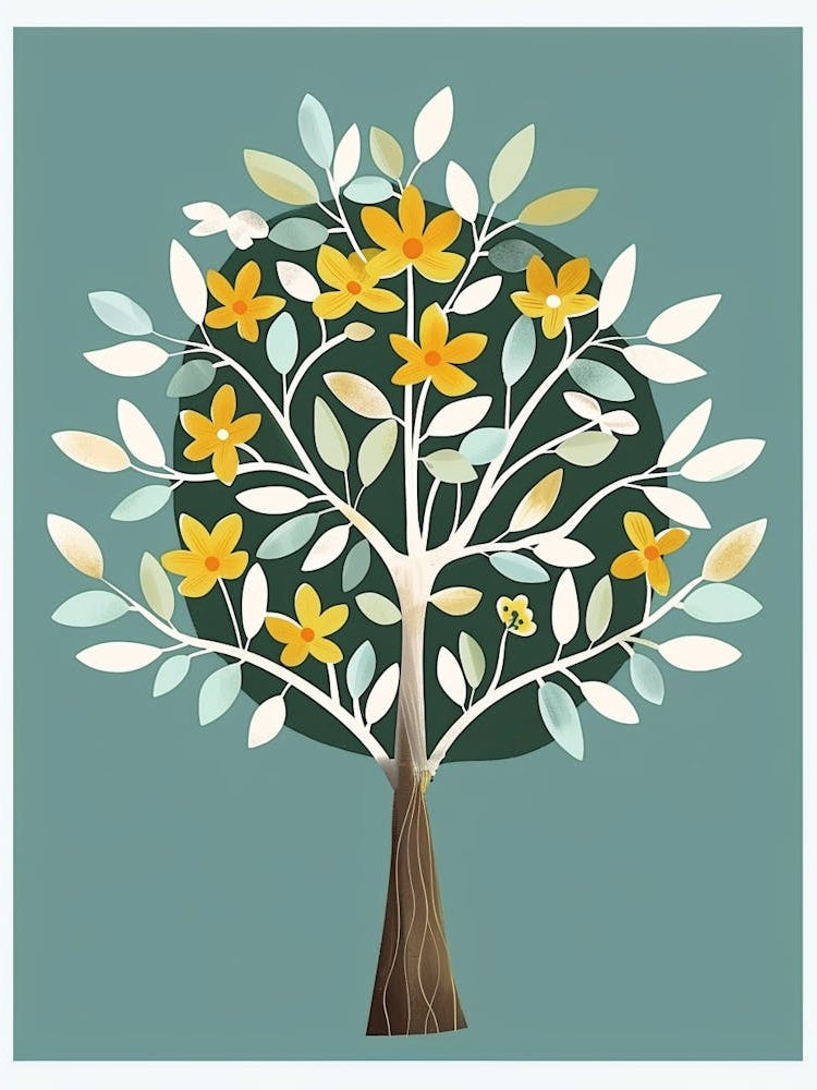 Pecan Tree Flat Illustration 5