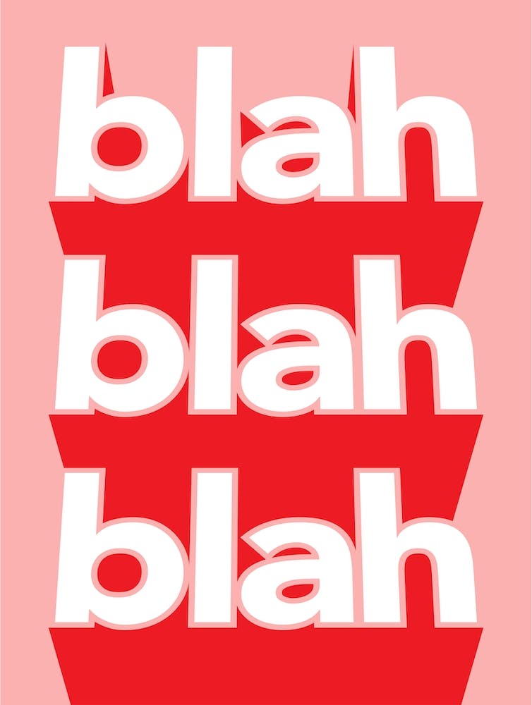 Blah Blah Blah typography in red