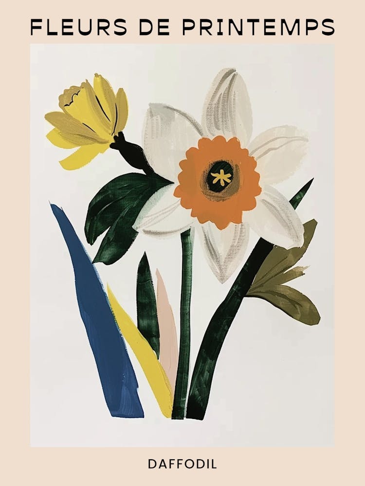 Spring Floral French Poster  Daffodil 3