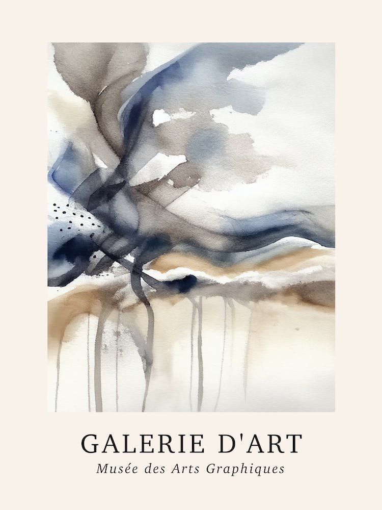 Galerie D'Art Abstract Watercolour Marble Blue And Grey 2