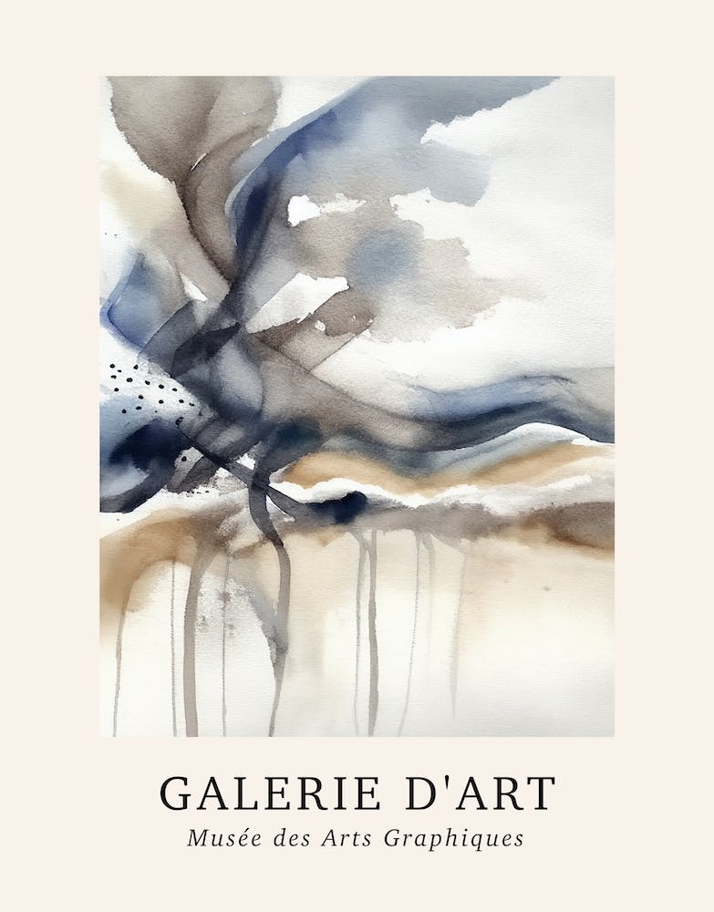 Galerie D'Art Abstract Watercolour Marble Blue And Grey 2