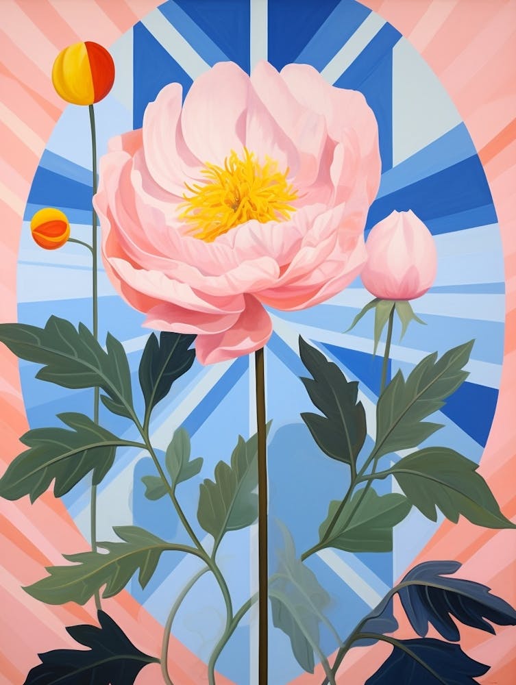Peony 2 Hilma Af Klint Inspired Pastel Flower Painting