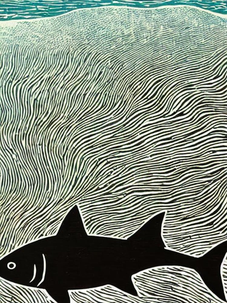 Requiem Shark Linocut