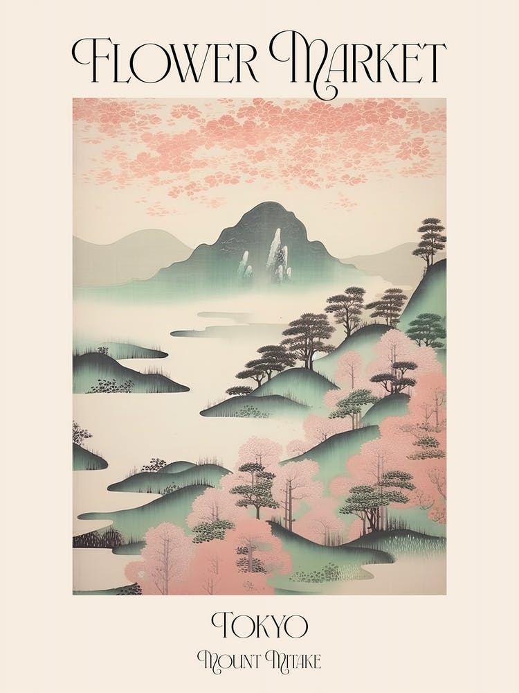 Flower Market Mount Mitake In Tokyo, Japanese Landscape 5 Poster