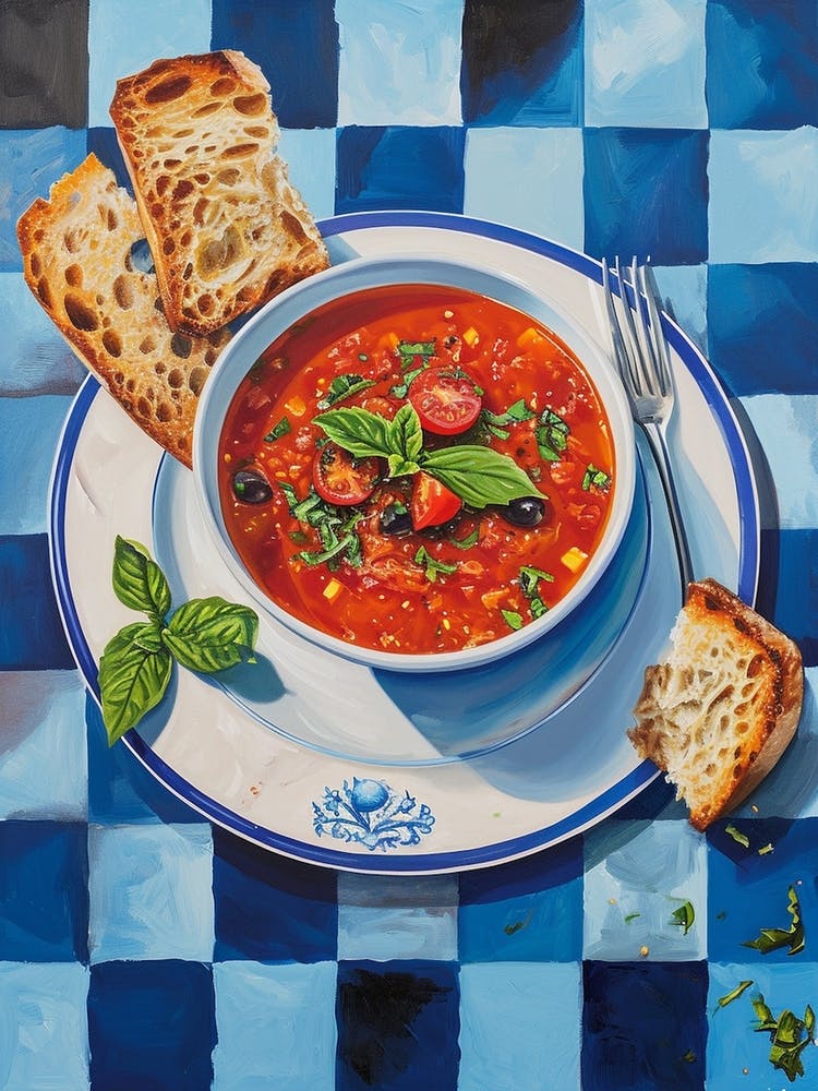 Tomato Soup Blue Checkered
