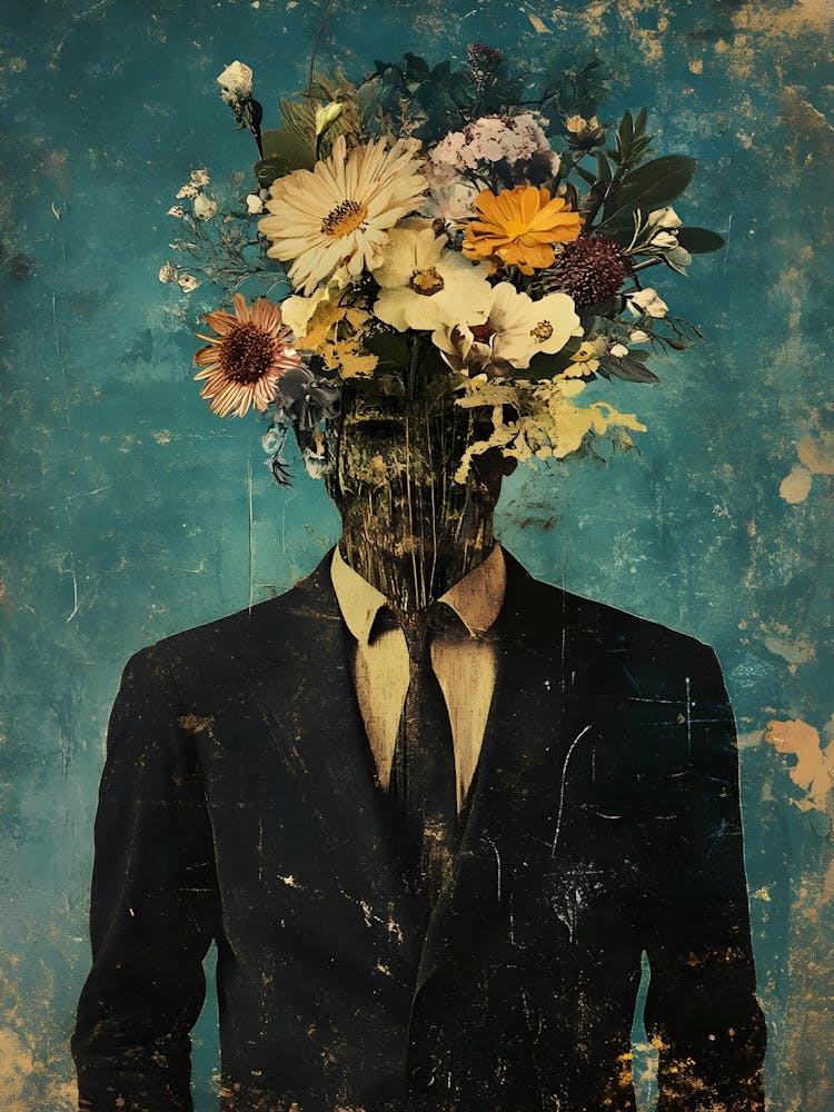 Man With Flowers On His Head 1