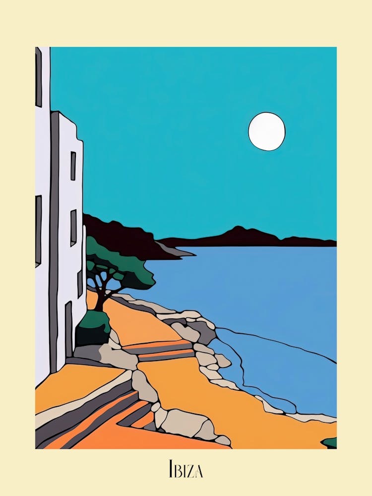 Poster Of Minimal Design Style Of Ibiza, Spain 2