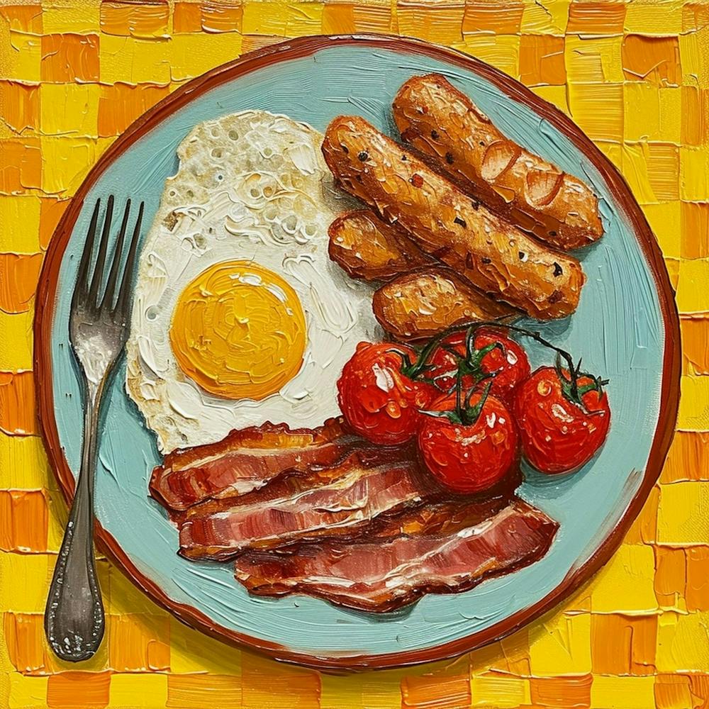 Full English Breakfast Yellow Checkerboard 1